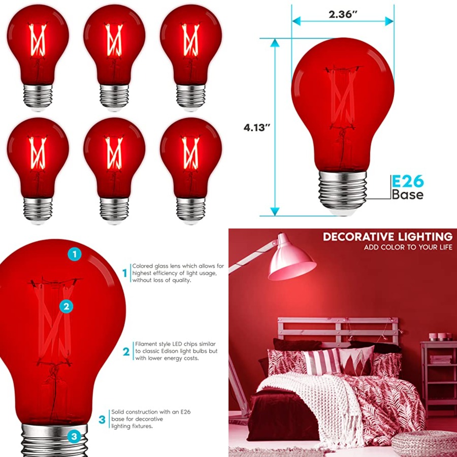 Lighting Decor Outdoor - A19 Edison LED Light Bulbs, 4.5W