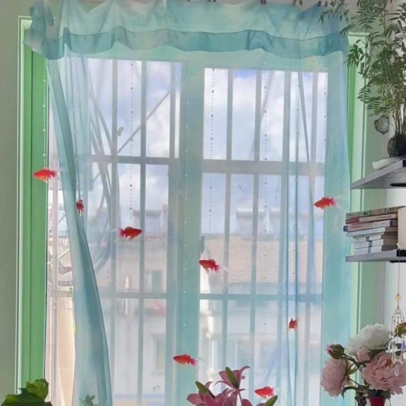 Lighting Decoration Ideas - Light Blue Solid Sheer Voile Window