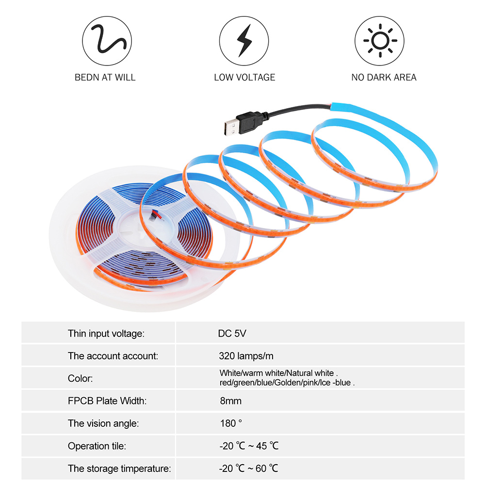 DC 5V COB LED Strip Light 320L - Decor Lighting Hours ulasan dan harga