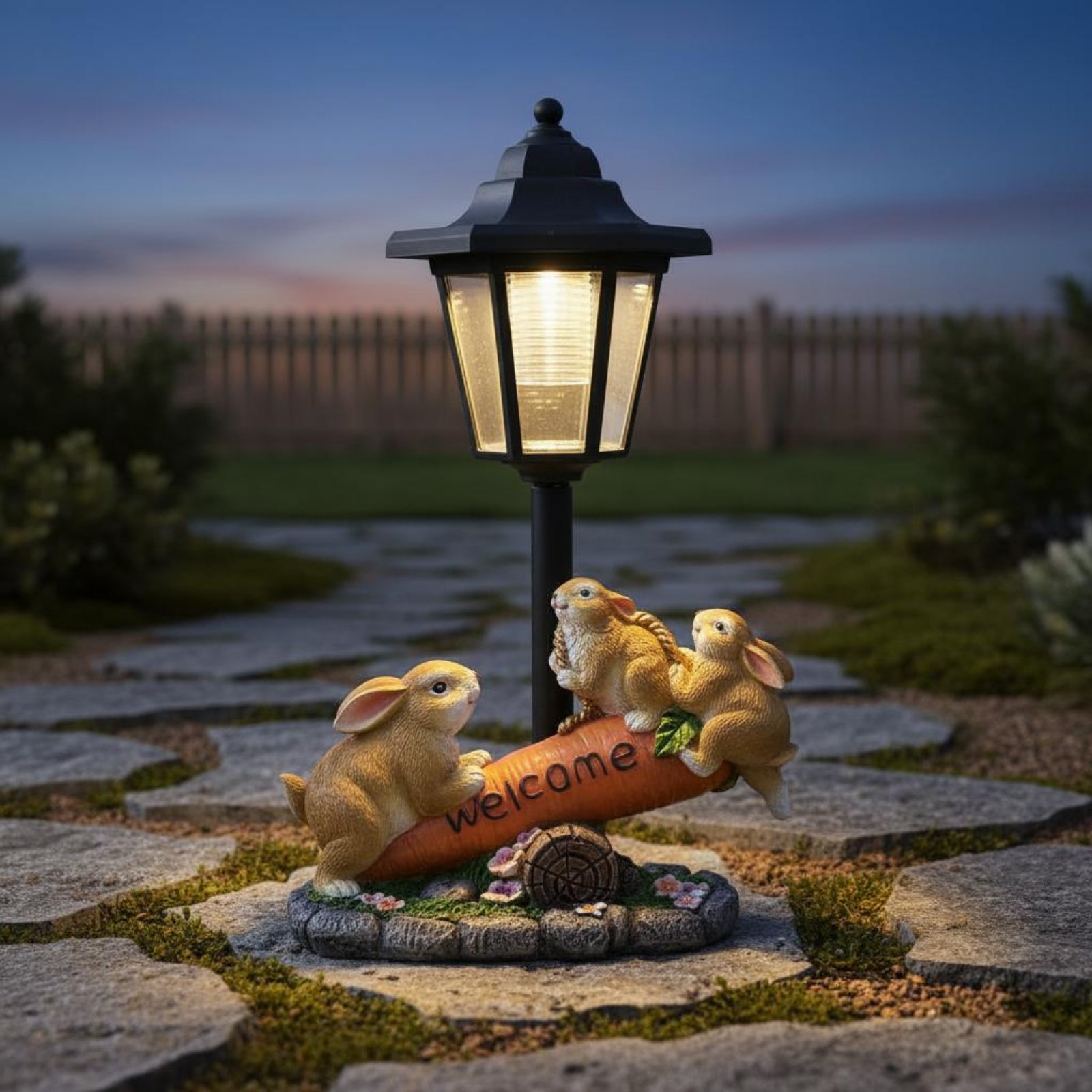 Solar Rabbit Statue Decorative - Yard Lighting Decor ulasan dan harga