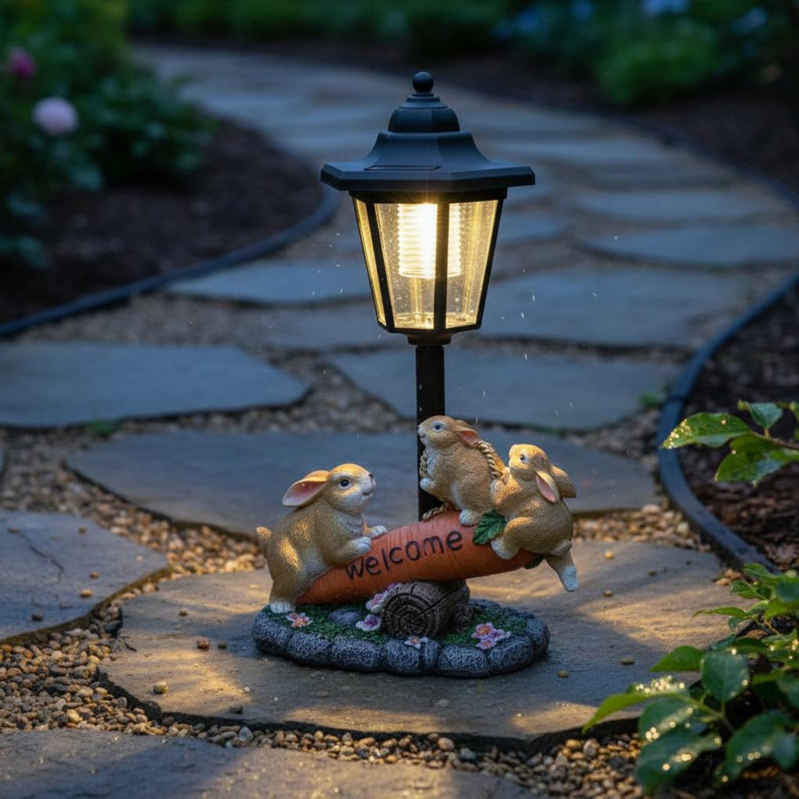 Solar Rabbit Statue Decorative - Yard Lighting Decor ulasan dan harga