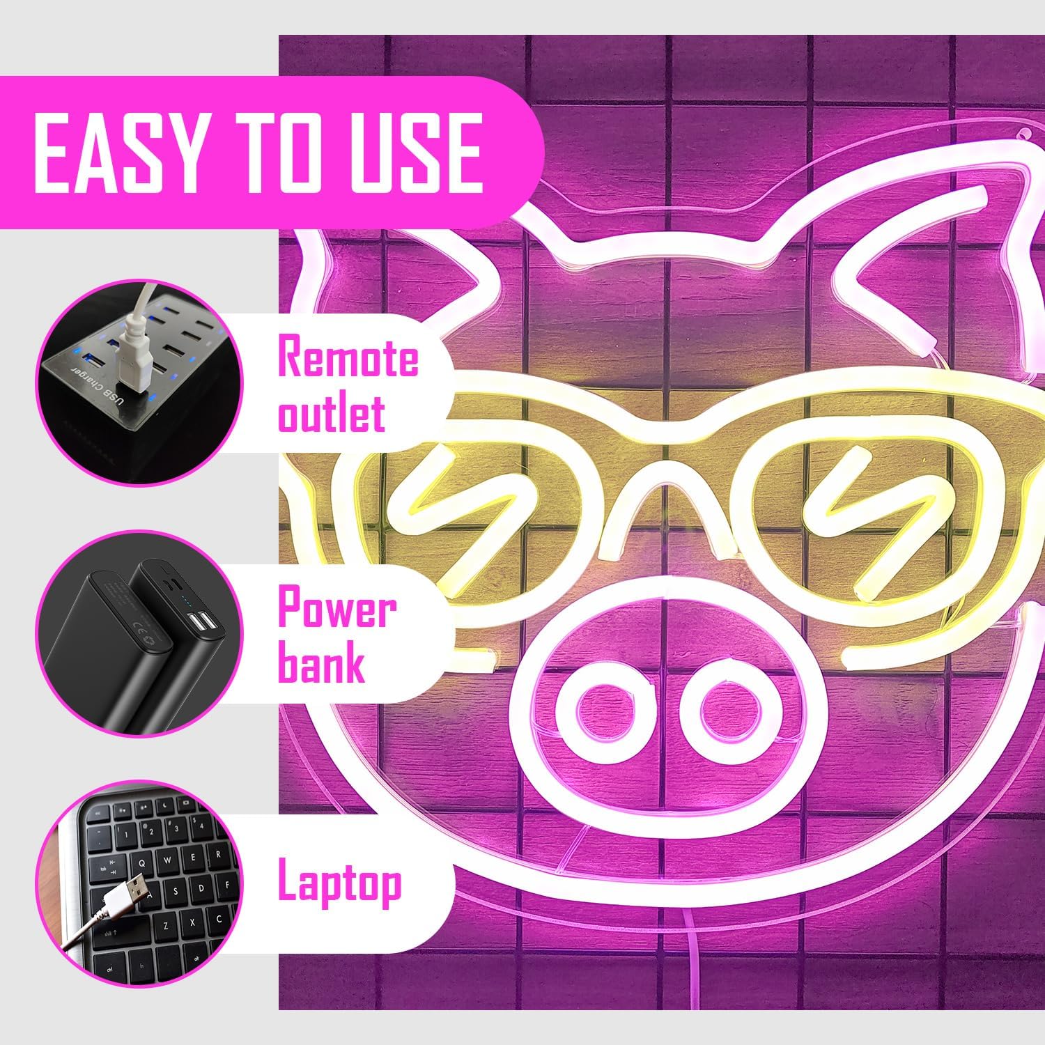Pink Pig with Yellow Glasses N - Outdoor Lighting Decor Ideas ulasan dan harga