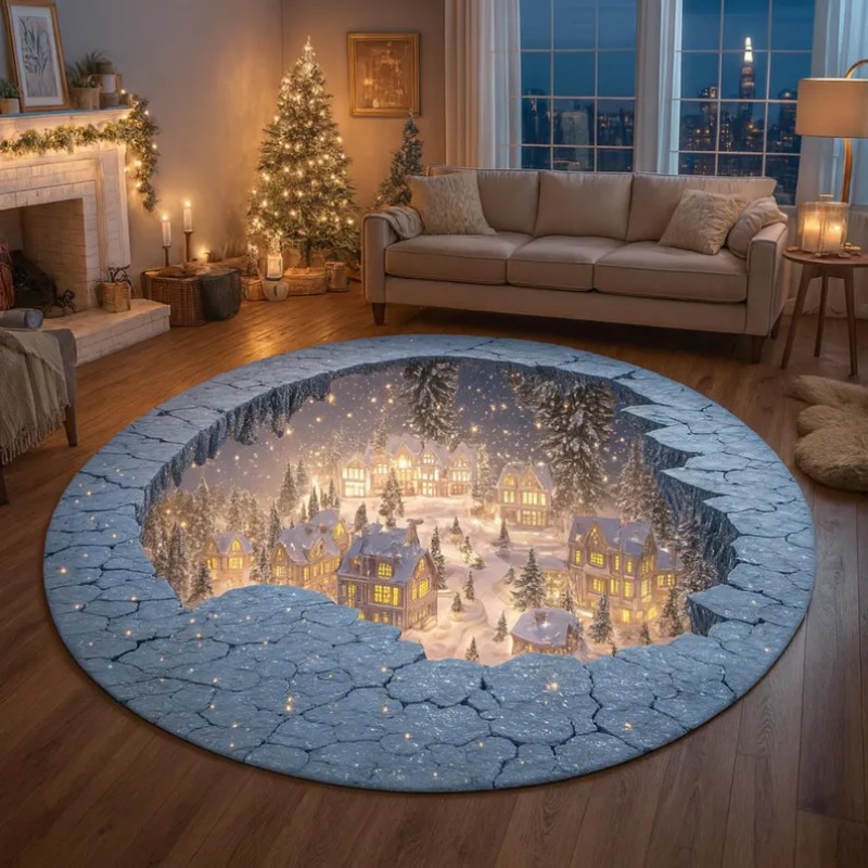 3D Christmas Village Rug Winte - Outdoor Lighting Decor Ideas ulasan dan harga