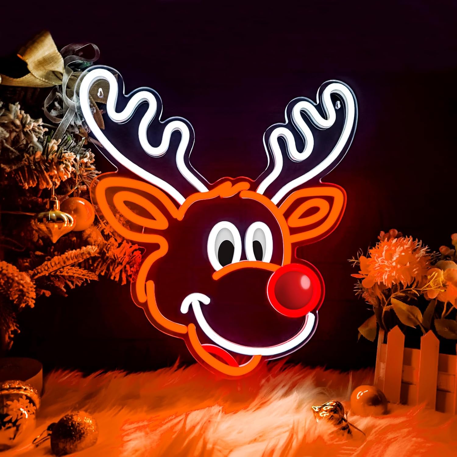 Cute Christmas Reindeer Neon S - Lighting Decoration Ideas For Home ulasan dan harga