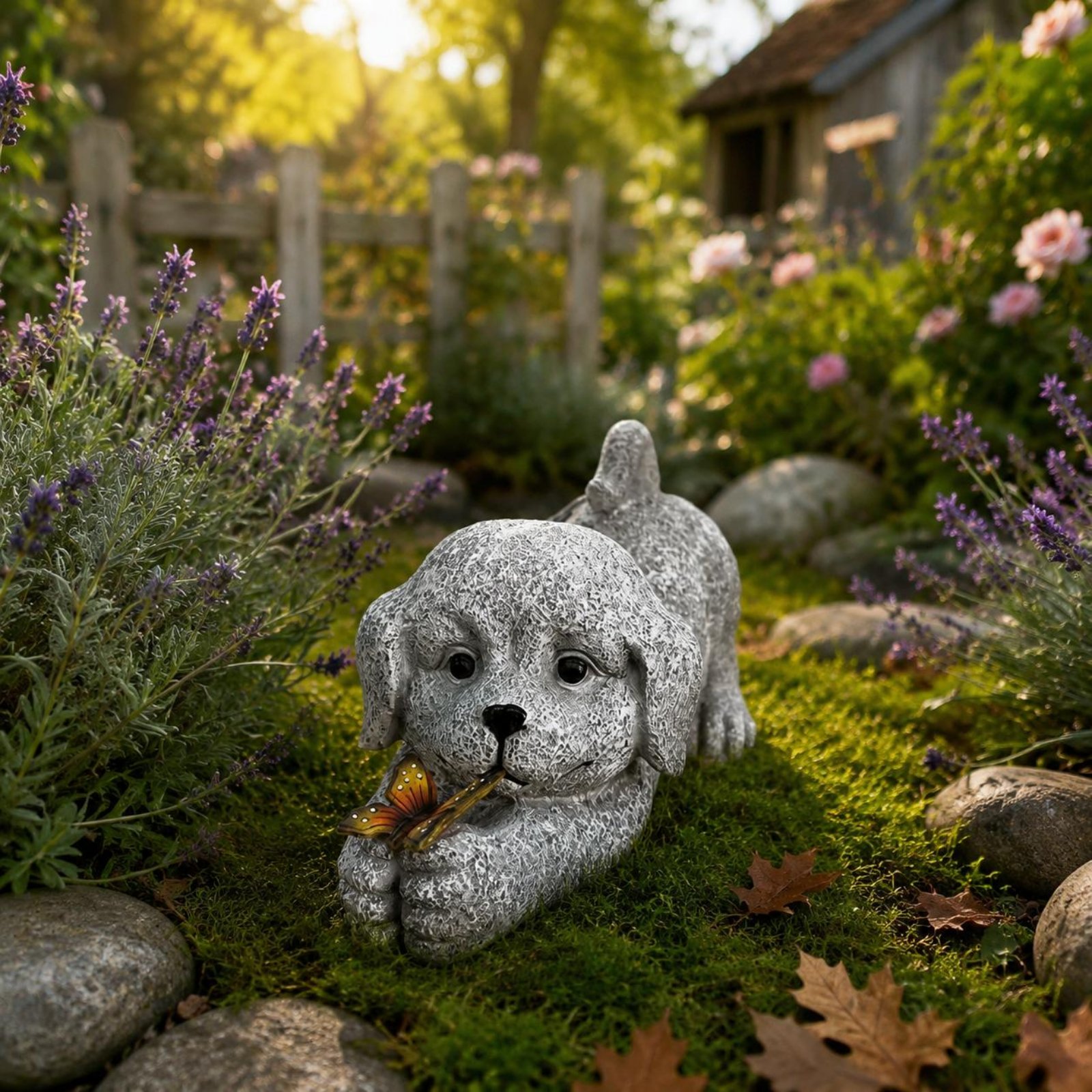 Solar Dog Statue Resin Craft S - Yard Lighting Decor ulasan dan harga