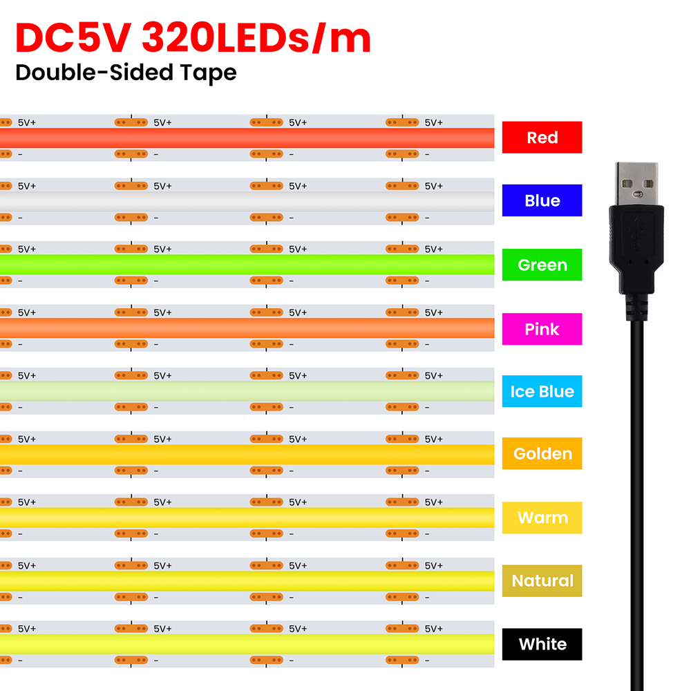 5V USB 3MM 5MM PCB COB LED Str - Decor Lighting Hours ulasan dan harga